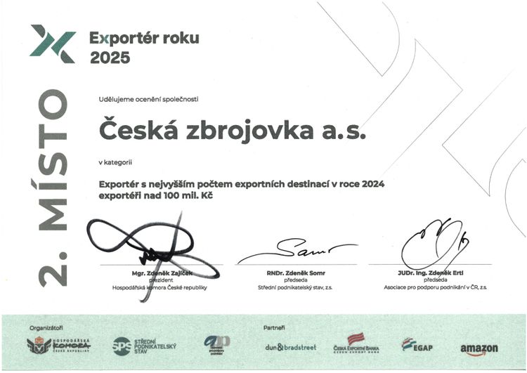 CZ ranked second in the Exporter of the Year 2025 competition